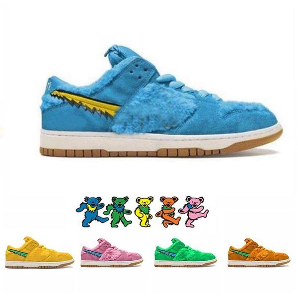 

2020 the grateful dead x sb dunk low running shoes yellow green pink mens women dancing bears skateboarding sports sneakers 36-46