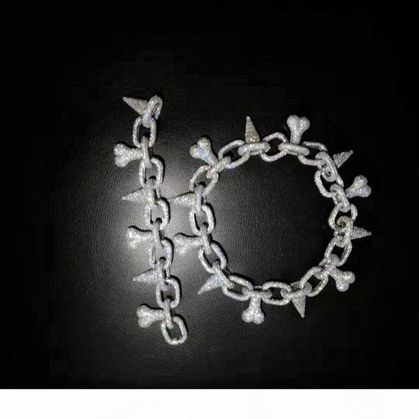 

iced out chains hip hop bling chains jewelry men luxury designer bracelets diamond charm bracelet hiphop bangle for love rapper accessories, Silver