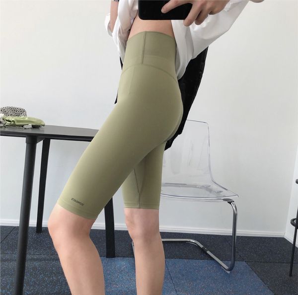 

new car car bicycle high-elastic nude cycling pants tight high waist hip lifting slimming five-point leggings fitness pants for women, Black