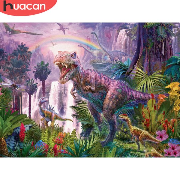 

huacan полный квадрат / круглый алмаз картина 5d динозавра алмазной вышивка крест животные домашнее украшение