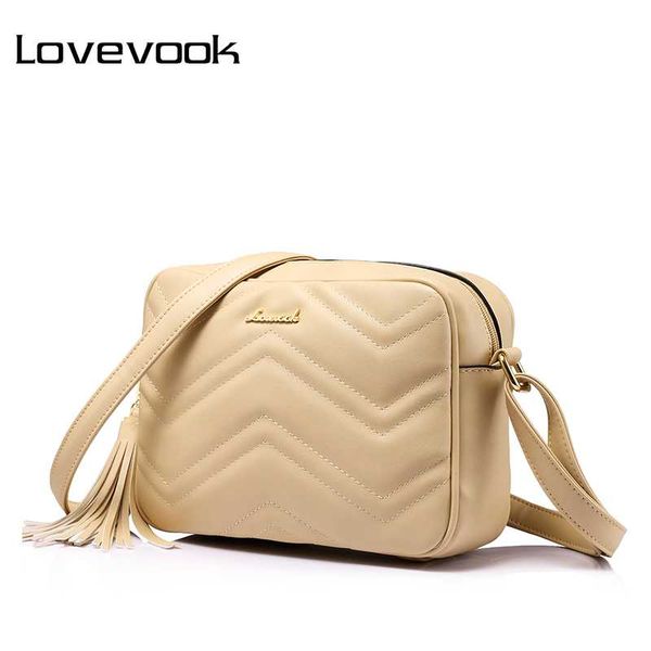 

lovevook shoulder messenger bags for women crossbody bag pu female small handbag and purse with tassel fashion zippers designer