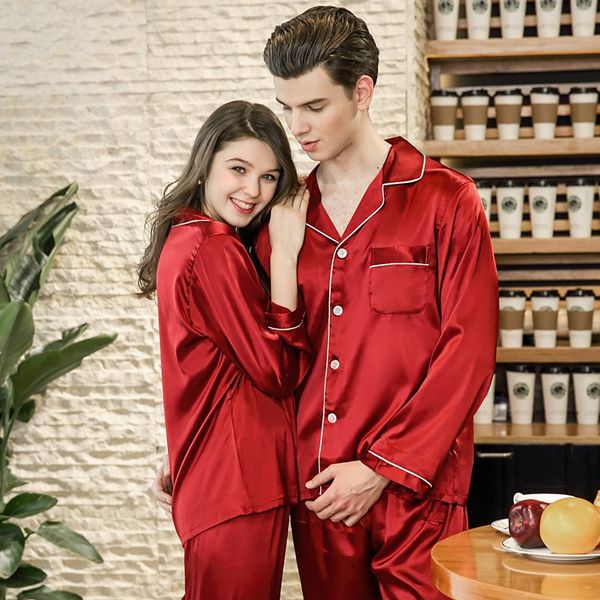 

63pnq wedding red couple silk-like pajamas long-sleeved two-piece suit 779+710 clothes trousers and wedding red couple silk-like pajamas lon, Black;brown