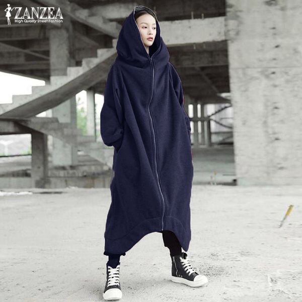 

women's jackets 2021 zanzea women hooded coats and plus size female long sleeve zip ladies winter outerwear windbreakers, Black;brown