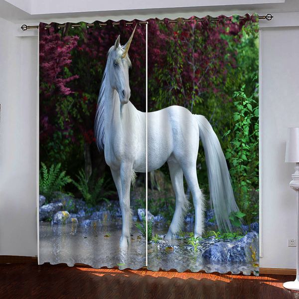 

3d windows curtains p white tall unicorn blackout curtains for living room bedrooms kitchen window curtain decor