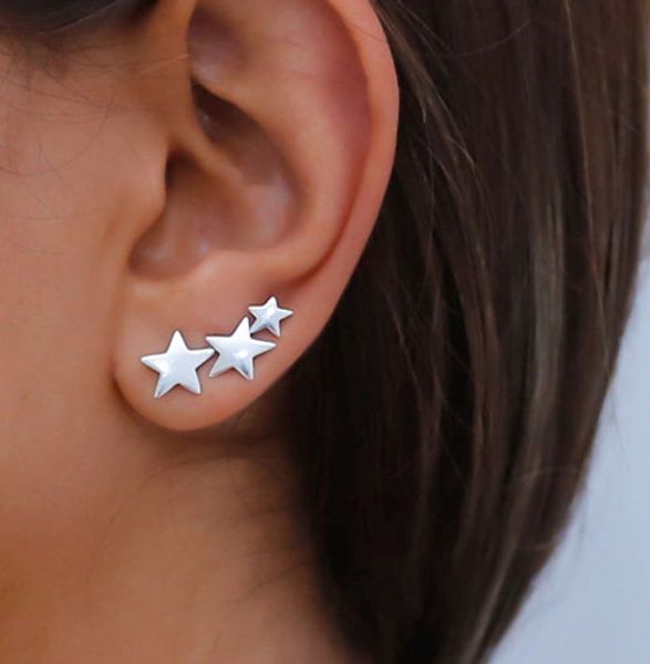 

fashion 100% 925 sterling silver ear cuff,christmas gift silver gold sweep star earring, Golden;silver