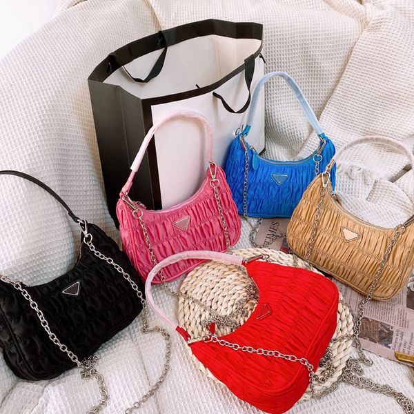 

ts pleated hobo crossbody bag women shoulder bag fashion senior street fashion casual black and white red powder handbags purses tsysbb536