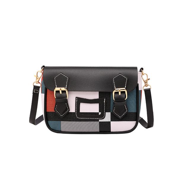 

lady korean-style printed plaid contrasting color cambridge phone bag new messenger bag pu purses and handbags