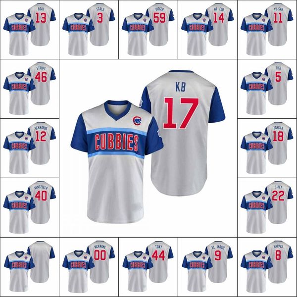 

chicago cubs men #44 rizzo tony 9 javier baez el mago 17 kris bryant kb women youth little league classic replica custom jersey, Black