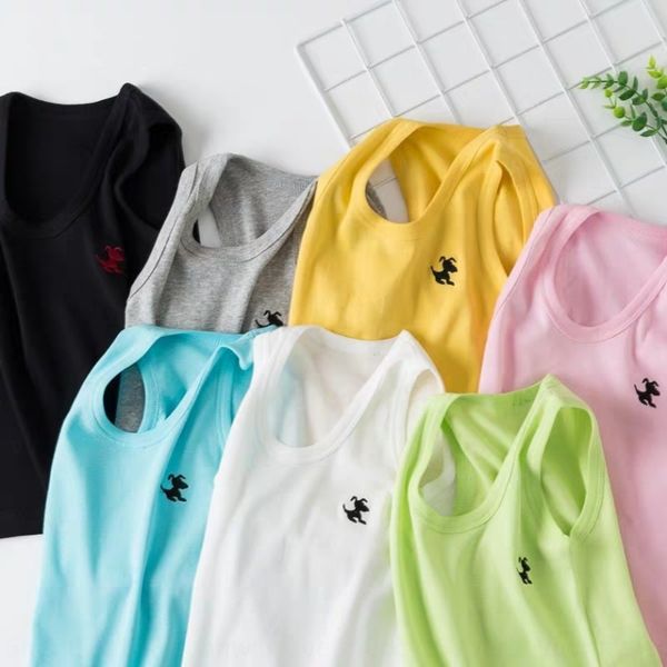 

1 base pure cotton children's boys' and girls' thin comfortable breathable vest base baby's small vest, Blue