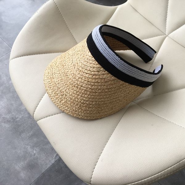 

korean sunscreen net net celebrity ins straw 2020 empty hat lafite straw hat female, Blue;gray