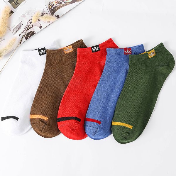 

10 pairs men polyester cotton socks spring and summer solid color ship socks non slip invisible male casual, Black