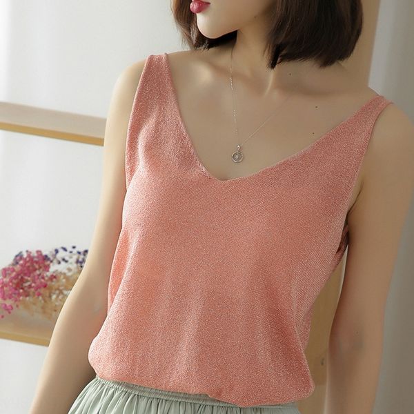 

v-neck ice silk camisole female loose underwear vest underwear new sleeveless camisole base shirt inner cover, Camo