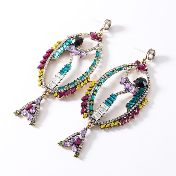 

creative and personalized colored diamond acrylic diamond hollowed-out tropical fish earrings female animal earring niche minimalist style, Golden
