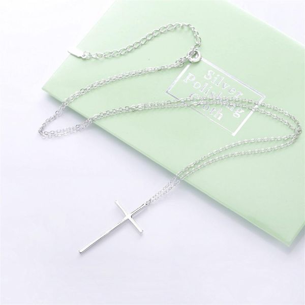 

slovecabin 2018 fashionable women 925 sterling silver simple infinity friendship cross heart zircon pendant necklace