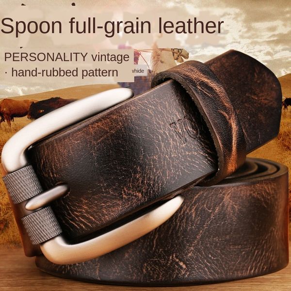 

leather leather men's pin buckle layer cowhide casual and pin jeans jeans belt youth european pure cowhide belt, Black;brown