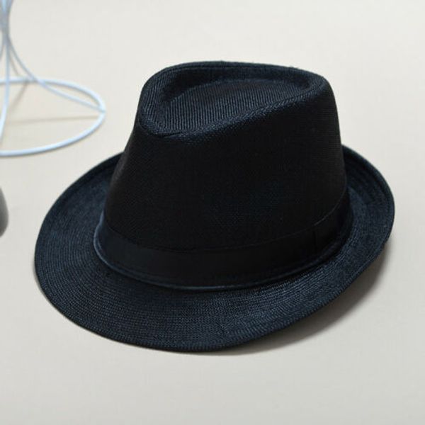 

hat panama straw fedora trilby cap foldable travel brim wide mens ladies fedora hats cowboy summer hats, Blue;gray