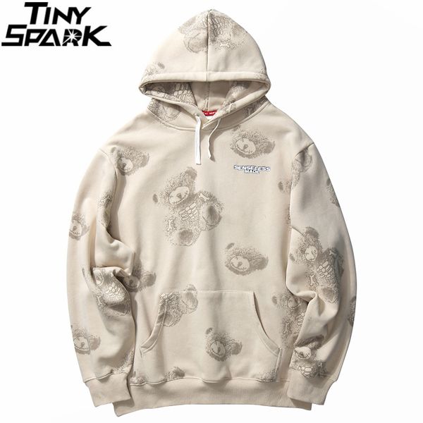 

2020 men hip hop hoodie sweatshirt skeleton bear streetwear harajuku hoodie pullover cotton fleece winter sweat shirt autumn, Black