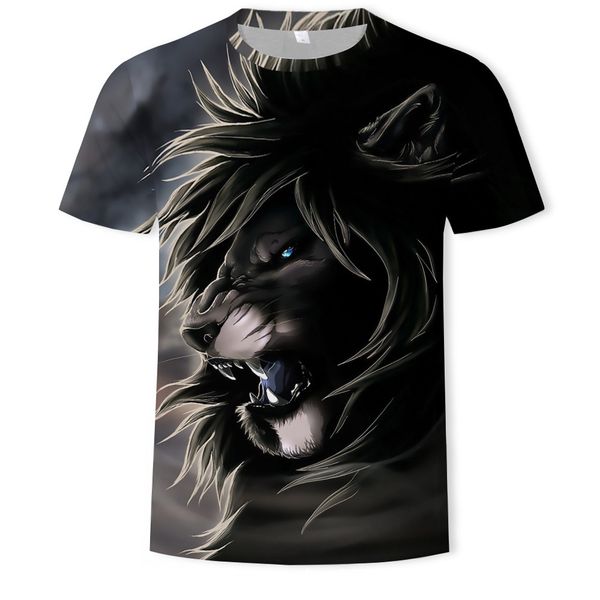 

menssummer lion trend 3d digital printed short-sleeved t-shirt, White;black