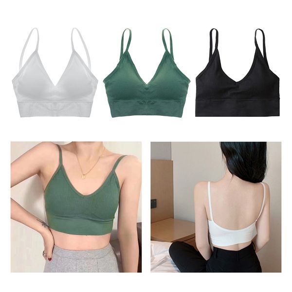 

3pcs fashion padded bralette spaghetti strap bustier tank sports bra, Red;black