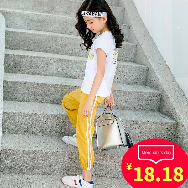 

girls summer 2019 new zhongda anti-mosquito suit suit anti-mosquito pants set casual sleeveless t-shirt pants two-piece set 3168