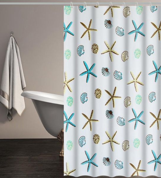 

shower curtains peva starfish printing curtain waterproof bath bathroom decoration forbathing cover liner transparent mildew