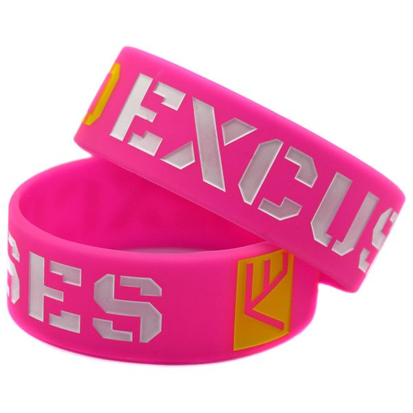 

1pc no excuse motivation silicone wristband debossed logo size, Red;blue