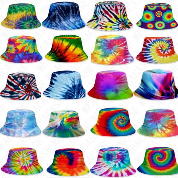 

25 styles color tie-dye bucket hat caps gradient sunhat with flat fashion outdoor hip-hop cap adults kids beach sun hats d71502, Yellow