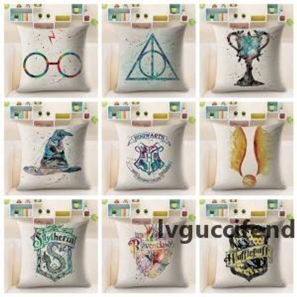 

harry potter pillow case cotton linen cushion cover decorative pillowcase for sofa car hufflepuff square pillow cases 45*45cm gga1576