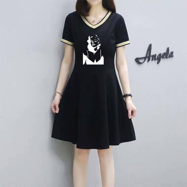 

модные платья женские с printed вскользь diy рубашки платья короткими рукавами v-образным вырезом женщин streetwear платья diy одежды