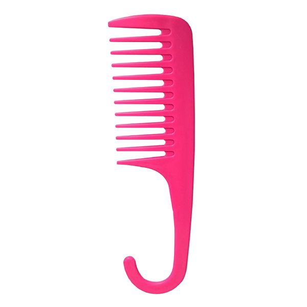 

wide tooth comb shower comb with hook for long wet dry hair tangle free, Silver
