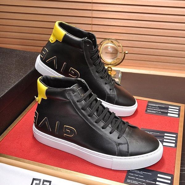 

new arrival high reverse sneakers in leather mens boots comfortable vintage shoes lace -up plus size sports men shoes scarpe da uomo, Black
