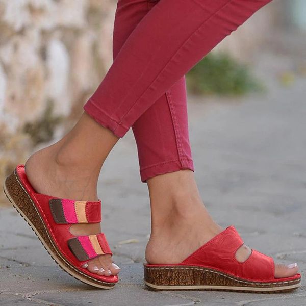 

2020 summer womens shoes fashion outdoor slippers women's ladies fashion color plat shoes slippers wedges sandals #z
