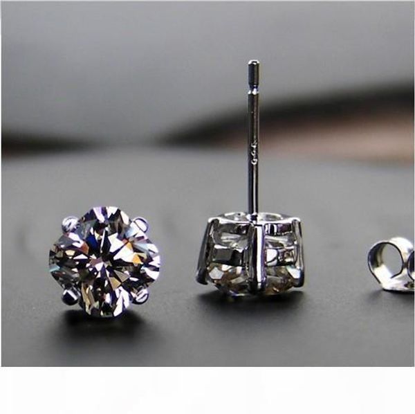 

wholesale 2 ct pair unique cut sona synthetic carbon diamond sterling silver wedding earrings for women 18k white gold plated, Golden;silver