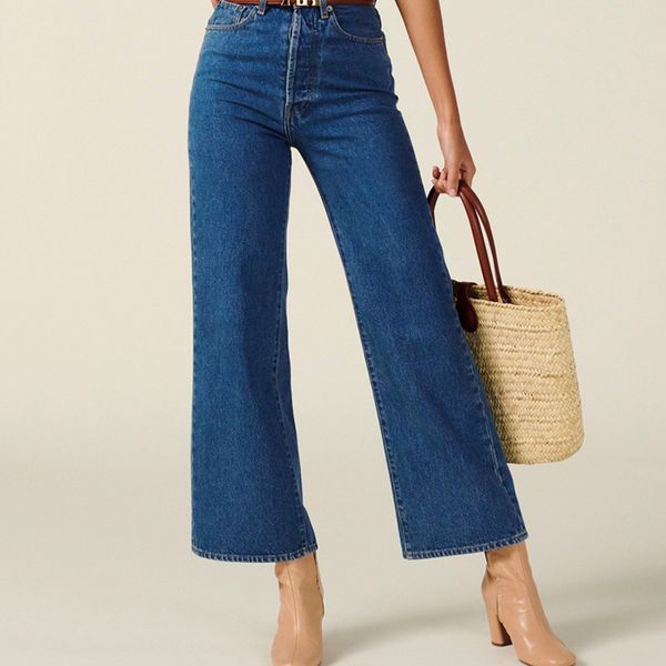 

women's jeans women blue casual niche classic retro high-waisted wide-leg denim pants 2021 autumn winter