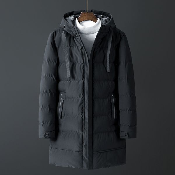 

winter jacket coat for men new men's parkas long cotton brand bomber jacket thick parka homme warm -20 degree zipper coat, Black