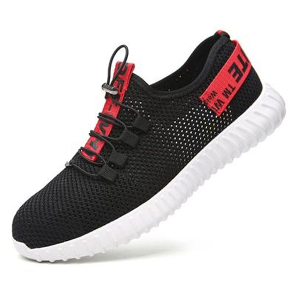 

new exhibition men fashion safety shoes breathable flying woven anti-smashing steel toe caps anti-piercing fiber mens work shoes dhl, Black;brown