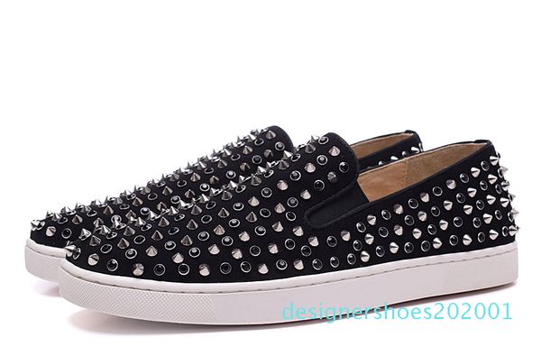 

red bottom sneakers casual mens womens low silver designer full spikes roller boat flats skateboard loafers design man woman shoe cs01, Black