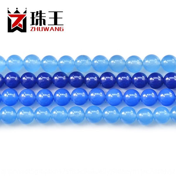 

king jewelry 5a level golden dark blue light blue malaysian jade diy pearl pearl scattered beads diy semi-finished products, Silver