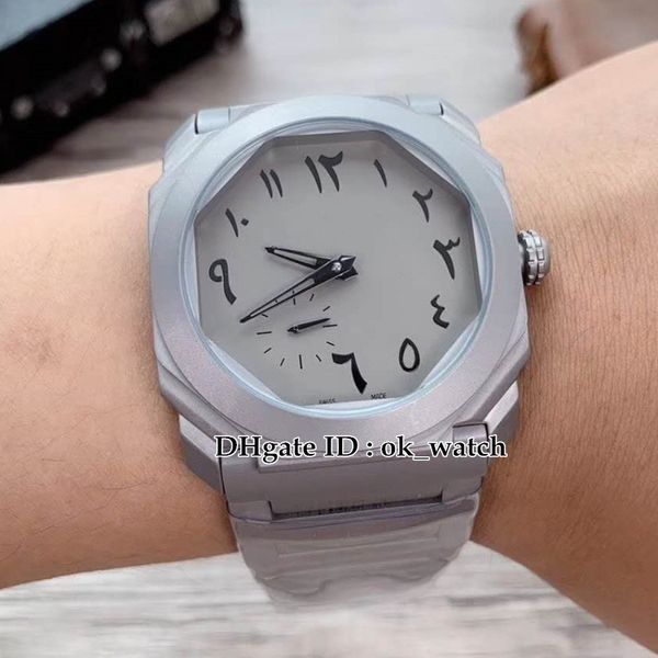 

new 41mm octo finissimo arabic number automatic mens watch gray dial titanium case 102713 bgo40c14ttxtauto sport watches, Slivery;brown