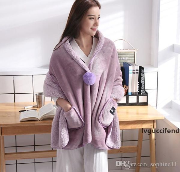 

wearable fleece blanket soft multi-functional colorful shawl warm women wearable blanket with pocket creative christmas gift
