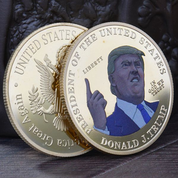 

new spot us president trump gold medal 2020 election supplies trump color printing metal commemorative coin