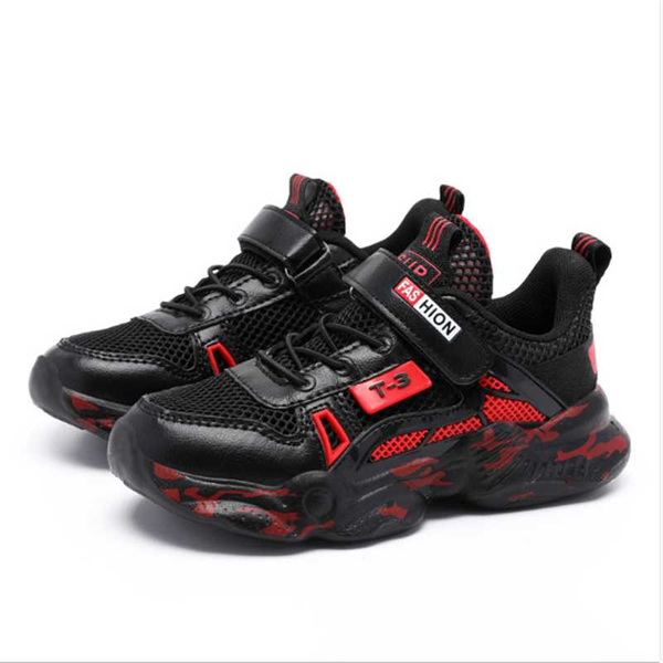 

2020 camouflage mesh breathable sports shoes men's small medium-sized children's non-slip running shoes casual children's, Black