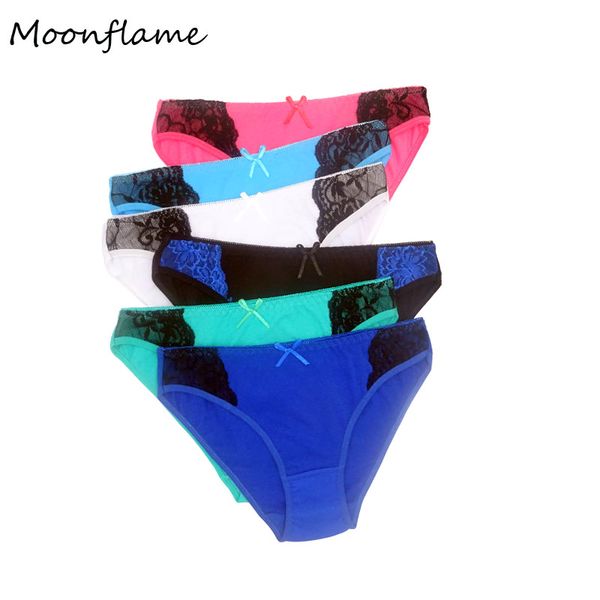 

moonflame 5 pcs/lots new arrival 2020 women lace briefs panties  l xl 86991, Black;pink