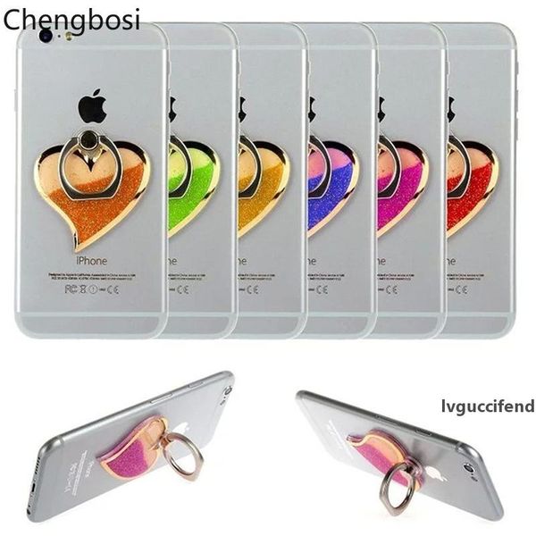 

heart-shaped 3d liquid quicksand multi-function lazy shatter-resistant folding paste ring buckle mobile phone bracket holders