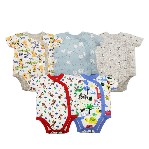 

2019 5pcs/lot newborn baby bodysuits 100% cotton o-neck 0-24m summer baby girls boys clothes short sleeve infant jumpsuit, Blue