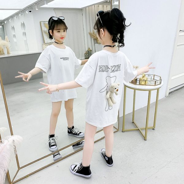 

wear girl children's t-shirt children's clothing 2020 new korean cute parent-child t-shirt back cartoon fashion, Blue