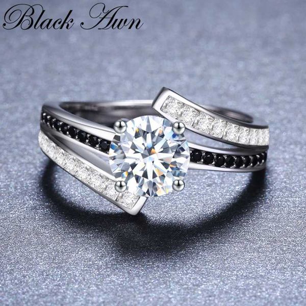 

black awn] genuine 925 sterling silver jewelry trendy rings for women femme bijoux bague girl gift c334, Golden;silver