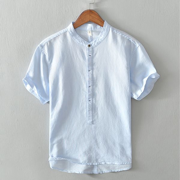 

casual cotton linen shirts summer men fashion style brand short sleeve pullover shirts man solid color ing, White;black