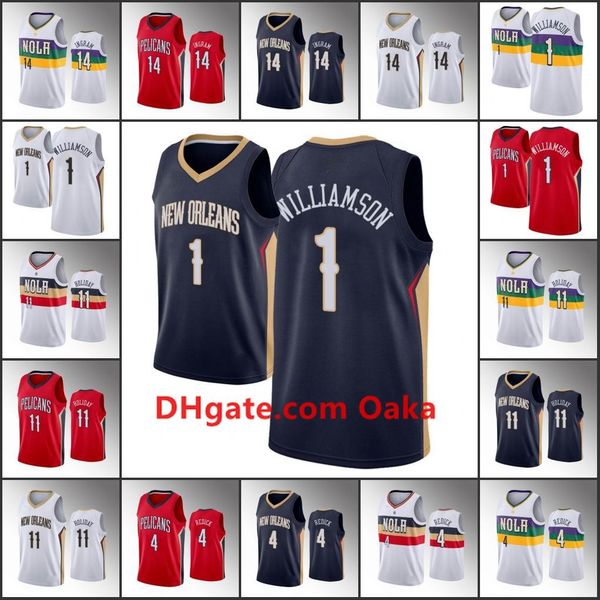 

men new orleans pelicans basketball jersey brandon ingram zion williamson jrue holiday j.j. redick nba 2019-20 jerseys, Black