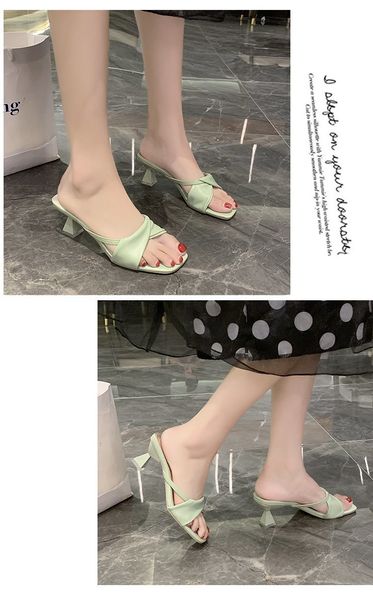 

the new fairy style sandals have a square head and thick heels with gentle high heels and sandals and slippers for women to wear